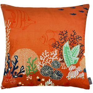 ART Coussin imprime la jungle marine made in france orange 47x47