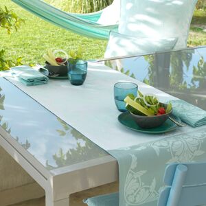 Le Jacquard Francais Chemin de table en coton aqua 50 x 150