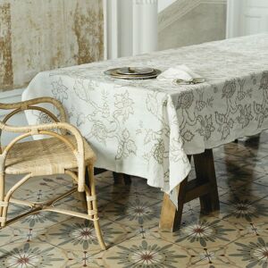 Lo de Manuela Nappe brodee lin pur lave cachemir blanc 170x250 cm