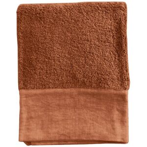 Lo de Manuela Serviette de toilette finition lin lave orange fonce 100x150