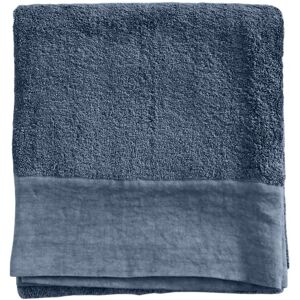 Lo de Manuela Serviette de toilette finition lin lave bleu nuit 100x150