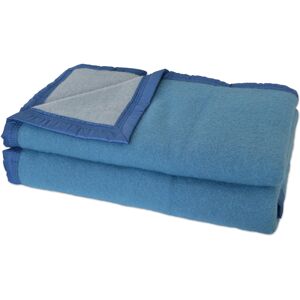 Home Maison Couverture en 100% pure laine vierge 500g/m² bleu 220x240 cm