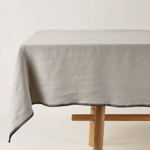 Madura Nappe rectangulaire en lin Ficelle et feston noir 140x320 cm