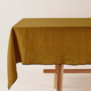 Madura Nappe rectangulaire 170x320 cm Bronze et bourdon noir en Lin