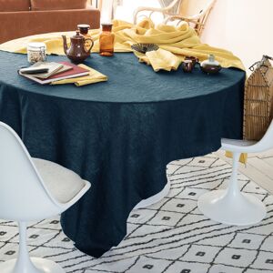 Blanc Cerise Nappe en lin lave 170x300cm Bleu Nuit, Gris Clair