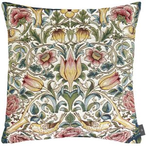 ART Coussin roses et oiseaux d'apres w.morris made in france blanc 48x48