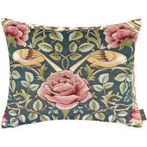 ART Coussin roses et oiseaux d'apres w.morris made in france bleu 38x48