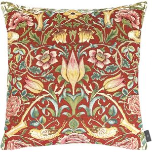 ART Coussin roses et oiseaux d'apres w.morris made in france rouge 48x48