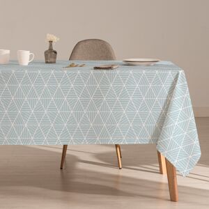 Mint Nappe imprimee bleu avec traitement anti-taches en coton 140x300 cm