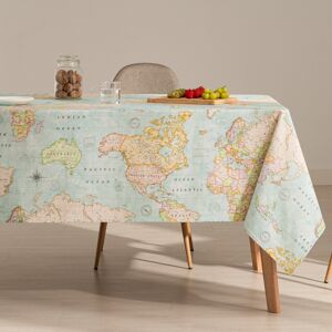 Mint Nappe imprimee bleu avec traitement anti-taches en coton 140x300 cm