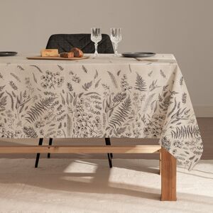 Mint Nappe en lin taupe imprimee avec traitement anti-taches 140x300 cm