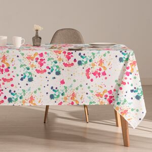 Mint Nappe imprimee blanc avec traitement anti-taches en coton 140x240 cm