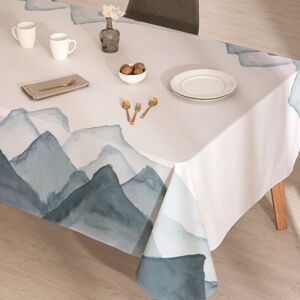 Mint Nappe imprimee bleu avec traitement anti-taches en coton 140x300 cm