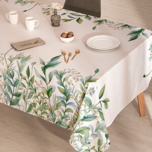 Mint Nappe imprimee blanc avec traitement anti-taches en coton 140x240 cm