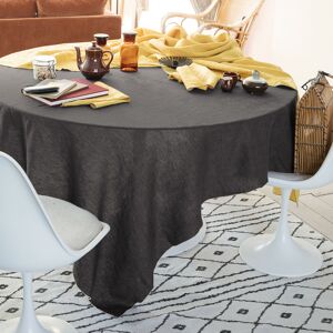 Blanc Cerise Nappe en lin lave 170x170cm Anthracite-grisclair