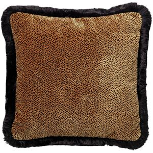 Hoii Coussin marron en velours 45x45 cm avec imprime animalier