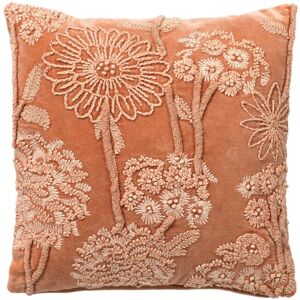 Hoii Coussin rose en coton 45x45 cm avec motif fleuri