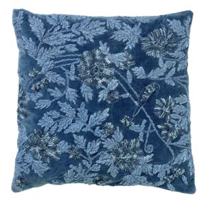 Hoii Coussin bleu en coton 45x45 cm avec motif fleuri