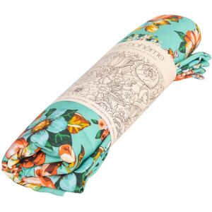 Vent de Boheme Nappe grand format en coton imprime fleuri turquoise 140x235