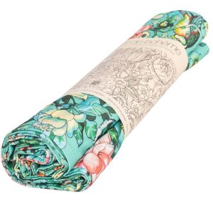 Vent de Boheme Nappe grand format en coton imprime fleuri turquoise 140x235