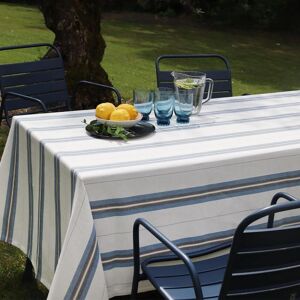 Maison Jean-Vier Nappe Bleu coton et lin 160x160 cm