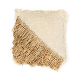 Bazar Bizar Coussin en coton et raphia naturel blanc 60x60