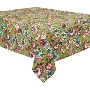 Vent de Boheme Nappe grand format en coton imprime fleuri dore 140x235