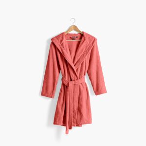 Carre Blanc Peignoir femme a capuche uni coton biologique rose