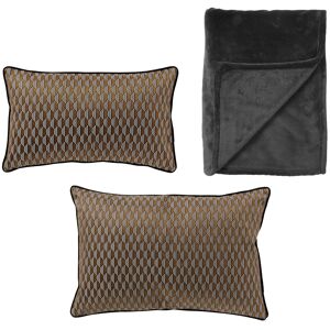 Dutch Decor LOT DE 3 - The Bold Move - Coussin 40x60 cm - Coussin 30x50 cm - Plaid