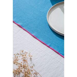 RNT by Really Nice Things Ensemble de table nappe et serviettes 8 pieces lin 100% bleu et violet