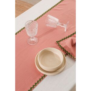 RNT by Really Nice Things Ensemble de table nappe et serviettes 8 pieces lin 100% rose et vert