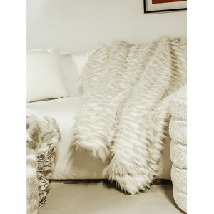 MX HOME Plaid en fausse fourrure blanche et beige