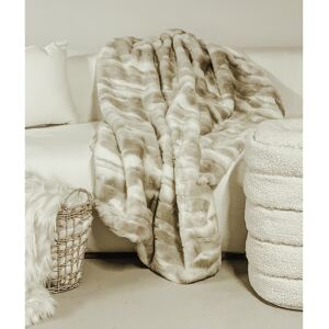 MX HOME Plaid en fausse fourrure beige et blanche