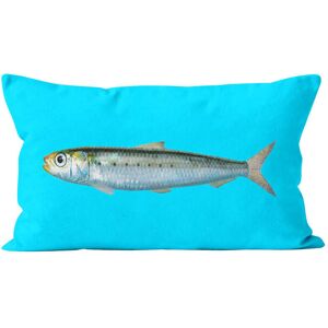 Artpilo Coussin imprime deco poisson velours bleu