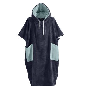 Sensei Maison Poncho de plage adulte en coton velours Bleu Nuit S/M