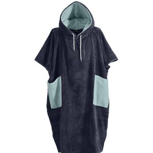 Sensei Maison Poncho de plage adulte en coton velours Bleu Nuit L/XL