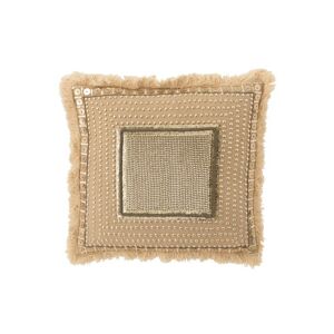 LANADECO Coussin coton beige/blanc 45x45