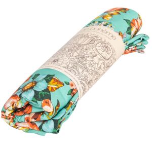 Vent de Bohème Nappe grand format en coton imprimé fleuri turquoise 140x235
