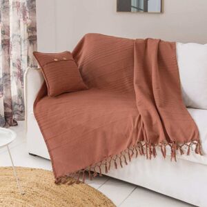 Becquet Jeté de canapé en coton marron noisette 270x250cm - Publicité Becquet Jeté de canapé en coton marron noisette 270x250cm - Publicité