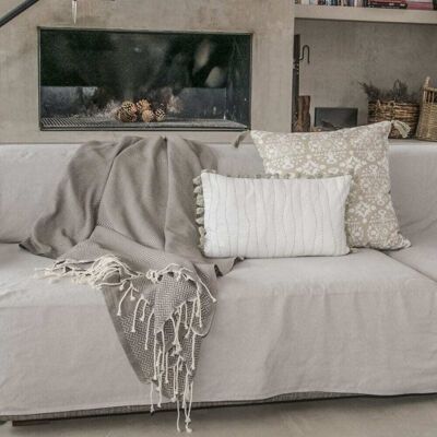 Febronie Plaid coton taupe 160x250 - Publicité Febronie Plaid coton taupe 160x250 - Publicité