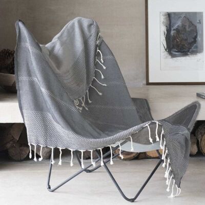 Febronie Plaid coton gris moyen 130x170 - Publicité Febronie Plaid coton gris moyen 130x170 - Publicité