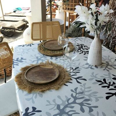Fleur de Soleil Nappe enduite grise ovale 160 x 240 cm - Publicité Fleur de Soleil Nappe enduite grise ovale 160 x 240 cm - Publicité
