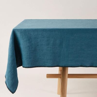 Madura Nappe rectangulaire en lin bleu 140x320 cm - Publicité Madura Nappe rectangulaire en lin bleu 140x320 cm - Publicité