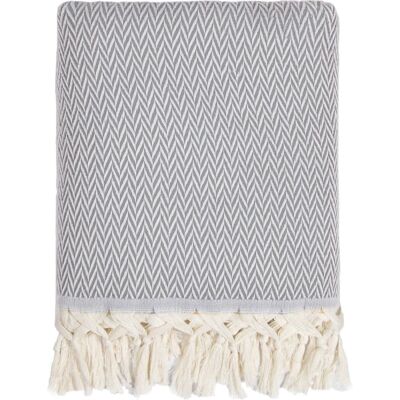 Febronie Plaid laine gris chiné 130x170 - Publicité Febronie Plaid laine gris chiné 130x170 - Publicité