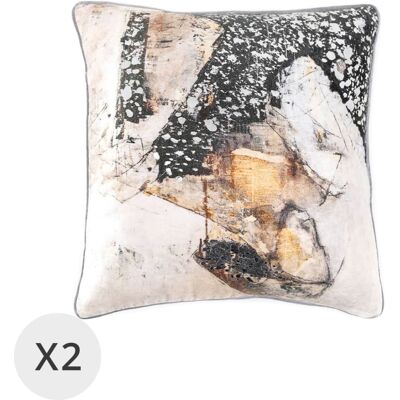 MOYCOR Set de 2 coussins en velours doré 45 x 45 cm - Publicité MOYCOR Set de 2 coussins en velours doré 45 x 45 cm - Publicité