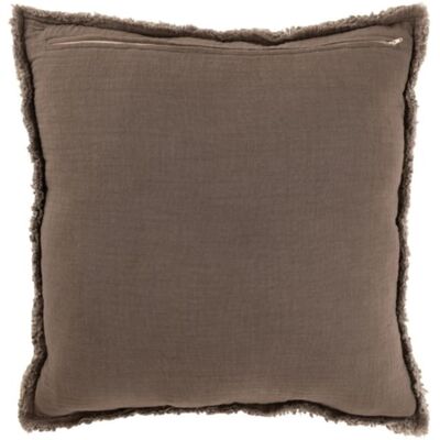J-line Coussin carré bords effilochés en polyester marron 50x50x12cm - Publicité J-line Coussin carré bords effilochés en polyester marron 50x50x12cm - Publicité