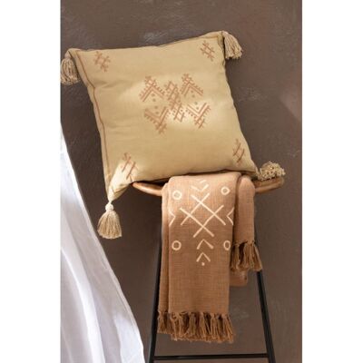 J-line Plaid motifs ethniques en coton beige 130x1x170 cm - Publicité J-line Plaid motifs ethniques en coton beige 130x1x170 cm - Publicité
