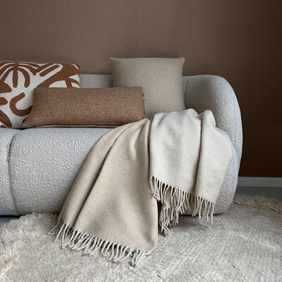 Malagoon Plaid beige double face en laine 130x170 - Publicité Malagoon Plaid beige double face en laine 130x170 - Publicité