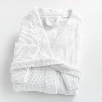 Linandelle Peignoir mixte coton 57 fils double face nid d'éponge suave - Publicité Linandelle Peignoir mixte coton 57 fils double face nid d'éponge suave - Publicité