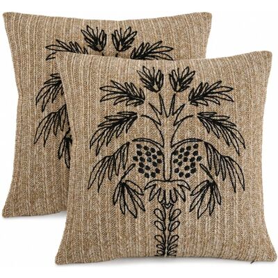 NIYLO Lot 2 coussins brodés en polyester marron 42x15x42 cm - Publicité NIYLO Lot 2 coussins brodés en polyester marron 42x15x42 cm - Publicité